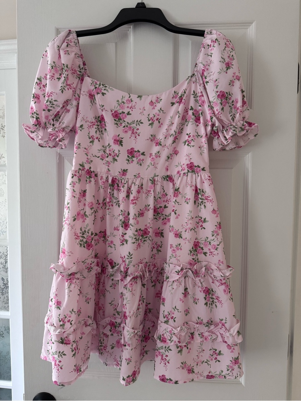 ALTAR’D STATE Pink Rose Puff Sleeve Mini Dress/ Size Small